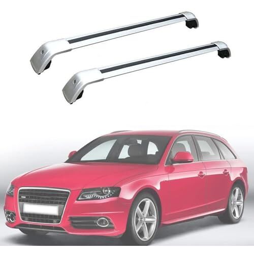 THOMIX 2 Stück Dakdragerdwarsdragers voor Audi A4/RS4 Avant Estate 8K5 B8 2008-2015, Aluminium Dakdragerdwarsdrager, Bagagedrager, Autorelingdrager Dakdrager, Auto Accessoires,B Silver