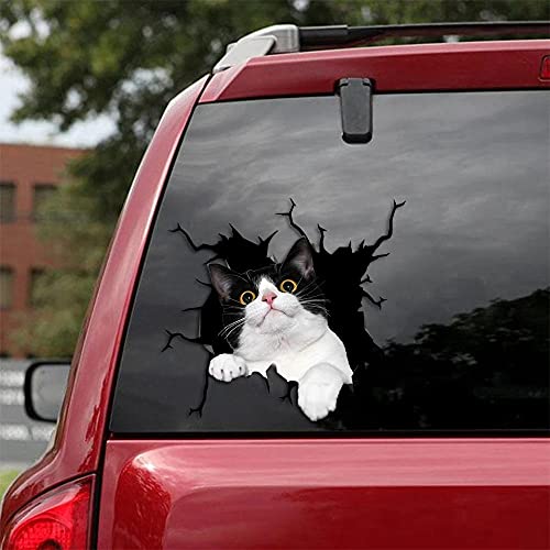 fabisup Tuxedo Cat Crack Auto Decals Venstersticker Vinyl Sticker Grappige Auto Sticker voor Autoraambumper Koelkast Toilet en Alle Gladde Oppervlakken