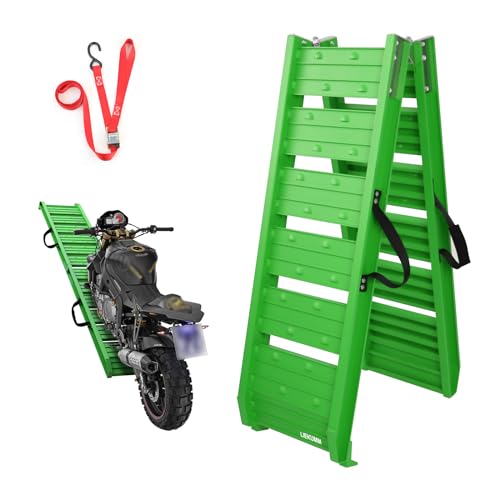 LIEKUMM 1 x oprijplaat, 250 kg, opvouwbare oprijplaat, motorfiets, 182,5 x 29,5 x 6 cm, aluminium laadhelling voor motorfiets, ATV, quad, auto, transport laadplaat, oprijplaat, laadplatform, groen