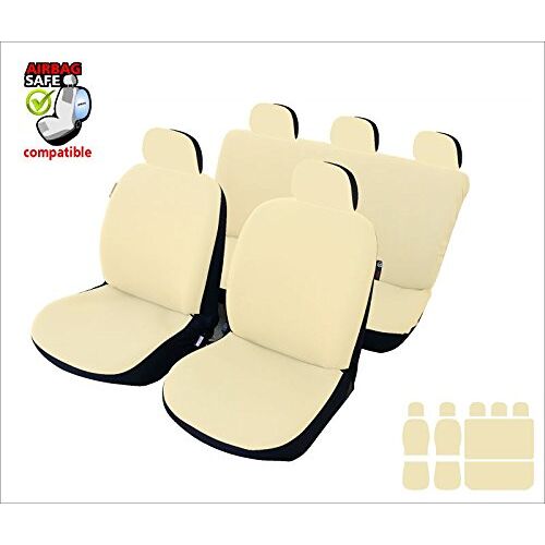 akhan-tuning Akhan SB621 Stoelbekleding Set Stoelbekleding Stoelhoezen Beschermhoezen met zij-airbag Zwart/Beige