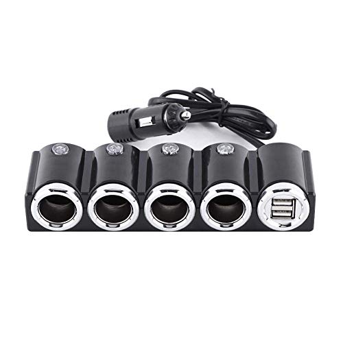 Keenso Auto sigarettenaansteker splitter bus, DC 12V / 24V USB 4-way auto sigarettenaansteker splitter Power Charger Adapter Populair zwart Elektronische Accessoires