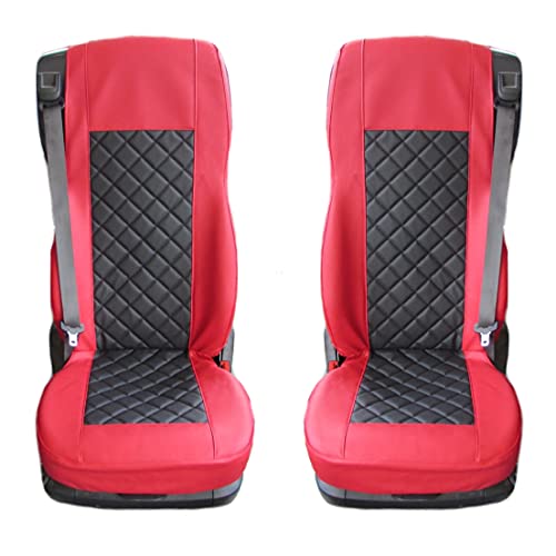 TEXMAR TRUCK SEAT COVERS Ontworpen voor DAF XF, CF 106 EURO6 ZWART en ROOD ECO LEER