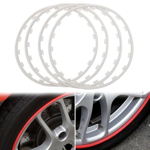 Rusopobe Universele auto velg randbescherming ring 4 stuks band bescherming band band band voor alle auto's 40 50 cm (wit, 16 inch)