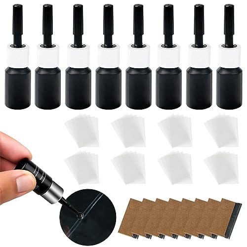 Peosaard Voorruit Reparatieset 8 Sets Auto Voorruit Crack Reparatieset Glas Reparatieset voor het bevestigen van scheuren Scratch Chips Nicks Half-Moon Stervormige Bulls-Eye, Voorruit Reparatieset