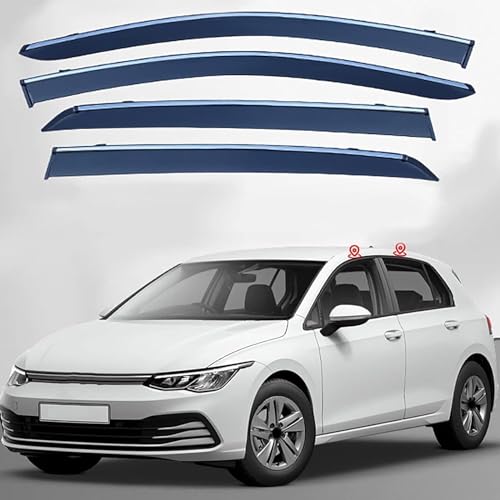 LIAOAL 4st WCar WCindow Wind Deflector, voor VW Golf 8 MK8 2020 2021 2022 2023 Auto zijdeur Stick-On Deflector Rain Deflector, Premium winddeflectoren.