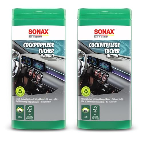 SONAX 2X 04158410 Cockpitverzorgingsdoekjes mat effect doos 25 stuks