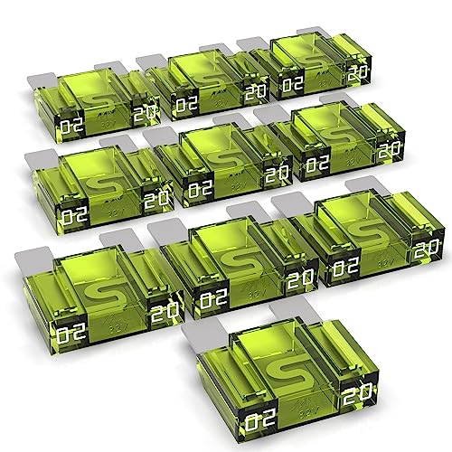 AUPROTEC Maxi Platte stekkerzekering van 20 80 A, steekzekering, smeltzekering, selectie: 20 A, geel, 10 stuks