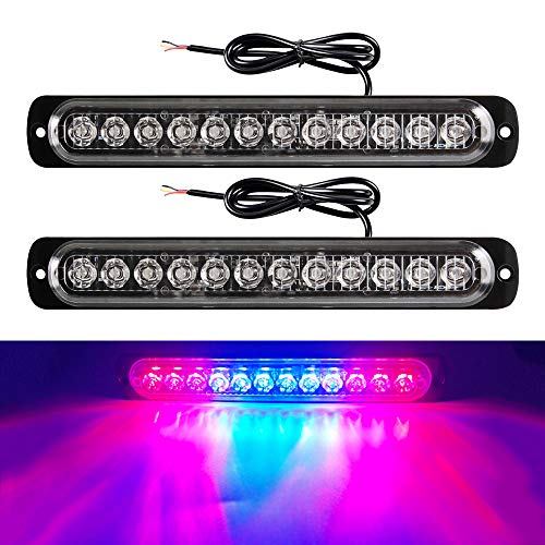 yifengshun 12-24V 12LED Emergency Strobe Lights Waarschuwingslichten Bar-Waterproof Knipperende Modus Herstel Breakdown Beacon Light-Surface Mount voor Bouw Voertuig -2 stks Rood+blauw+rood