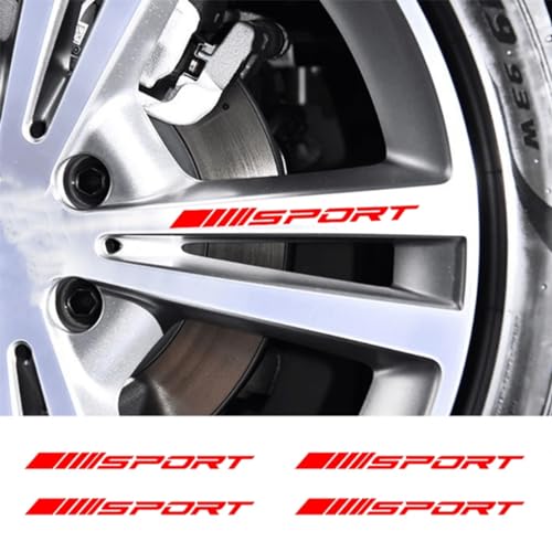 KKOTYT 4PCS Wielen velg sticker strepen,Compatibel met Audi RS3 RS4 RS5 RS6 RS7 R8 TT TTS, velg veiligheid band decoratietoebehoren,3-Red