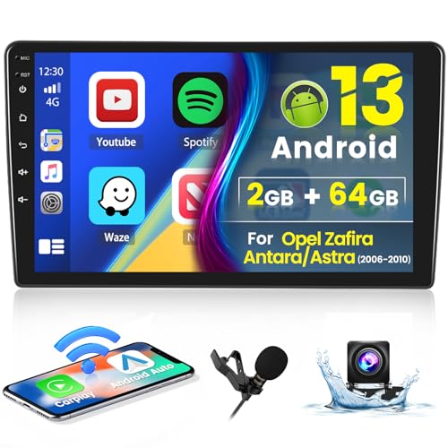 Hikity Carplay Autoradio met navigatiesysteem, 2G 64G, Android 13, draadloos, voor Opel Zafira Antara Astra 2006-2010, 7 inch auto radio met Android Auto GPS Bluetooth WiFi RDS HI-FI FM SWC