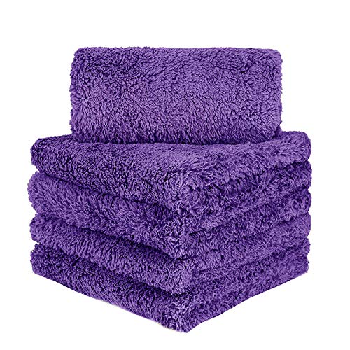 BW&HM microvezel autodroogdoeken Autopoetsdoeken extreem absorberend en zacht zachte pluisvrije poetsdoeken voor de verzorging van auto's en motoren 40 x 40 cm 5-pack Purper