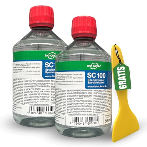 bio-chem CLEANTEC Bio-Chem SC 100 Lijmverwijderaar en etikettenverwijderaar, 2 x 500 ml citrusgeur, extreem sterke verwijderaar voor hardnekkige etiketten, lijm en lijmresten, gemakkelijk te verwijderen,