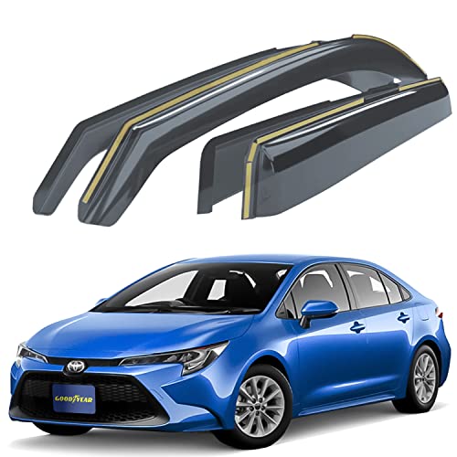 Goodyear Winddeflector voor/compatibel met Toyota Corolla 2020-2024 Sedan door regendeflectors, auto winddeflectors, in-channel