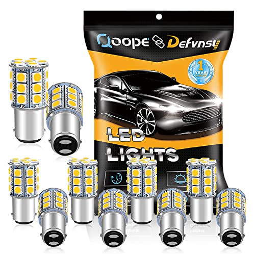 Defvnsy Pak van 10 Warm Wit 3000K 1142 BA15D Led-lampen 5050 27-SMD Vervangingslampen voor 12V Interieur RV Camper Aanhangwagen Verlichting Boot Werfverlichting Remlicht Lampen