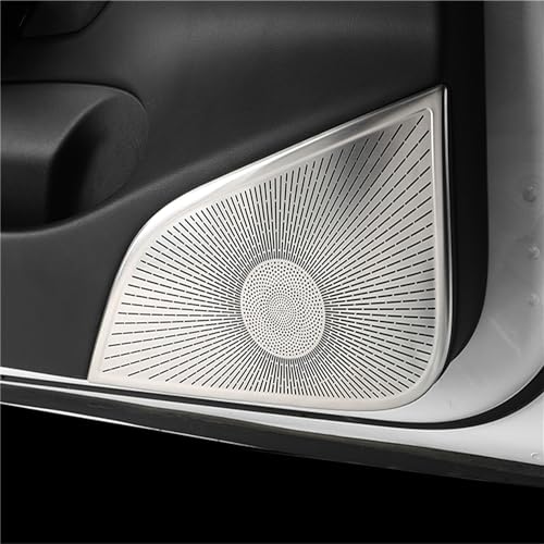 SPYKEY Autohoorn Cover Decoratie Frame Voor Tesla Model 3 2021-2022,Luidspreker Decoratieve Strip Auto Modificatie Accessoires,H-Front silver 16-20