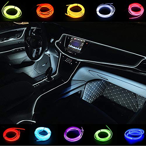 Kmruazre El Wires Car Kit 2M/6FT Cold Interior Bright Auto decoratieve sfeer neonlichtbuis Cirkel tot 360 graden met sigaret (Wit)