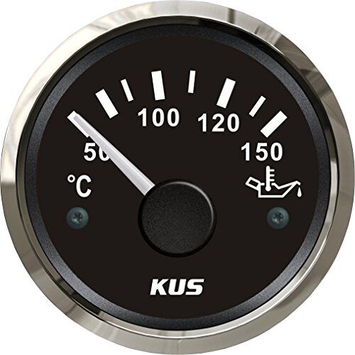 KUS Olietemperatuur Meter Meter Indicator 50-150℃ Met Achtergrondverlichting 12V/24V 52MM (2") (zwart)