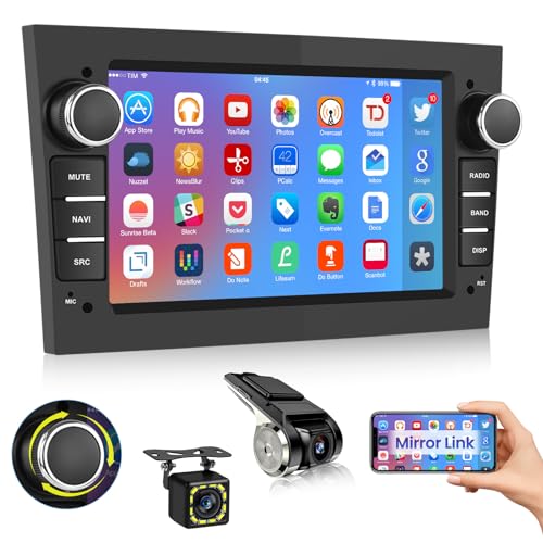 Hikity Android autoradio met navigatiesysteem voor Opel Astra Antara Vectra Corsa Combo stereo auto Bluetooth met 7 inch display autoradio 2 DIN met FM RDS WiFi SWC Mirror Link retrocamera + USB