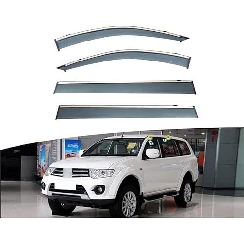 ZHAOWLI Winddeflectorset compatibel voor Mitsubishi Pajero Sport 2016-2022, zijdelingse splintervrije zonneklep Raamdeflectors Vent Deflectors Wind-Zon-Rain Deflectors