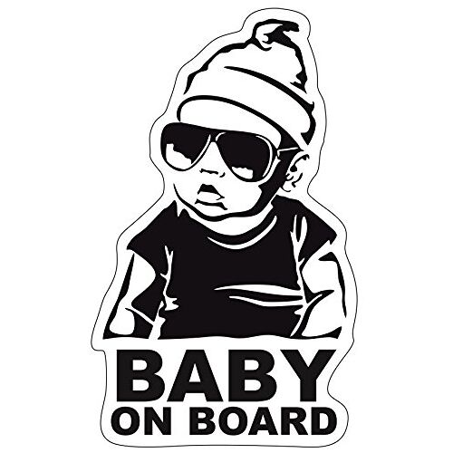 Finest Folia Baby on Board sticker, 12 x 7 cm, autosticker, - autosticker, uv-bestendig, weerbestendig, waterdicht, Hangover R042 (jonge, baby op board)