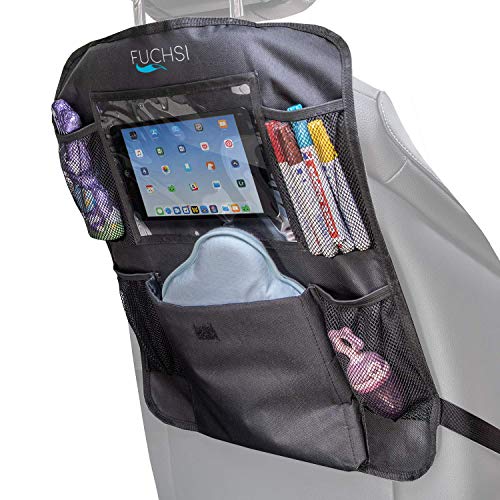 fuchsi Rugleuningorganizer voor kinderen, 2 stuks, met iPad-/tablet-vak, rugleuningbeschermer, rugleuningbeschermer, autostoelbeschermer, rugleuningbeschermer, waterdicht, universele pasvorm