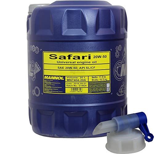 Diederichs 20 liter MANNOL motorolie Safari 20W-50 API SL/CF Engine Oil incl. aftapkraan