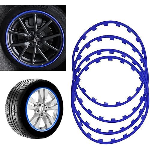 SHEVOE Auto Voertuig Velgen Beschermers Velgen Beschermers Voor Lichtmetalen velgenbeschermers voor Audi, 16-20" auto-lichtmetalen velgrandringbeschermers 4 stuks LBJDP31119(Color:blue,Size:16in)