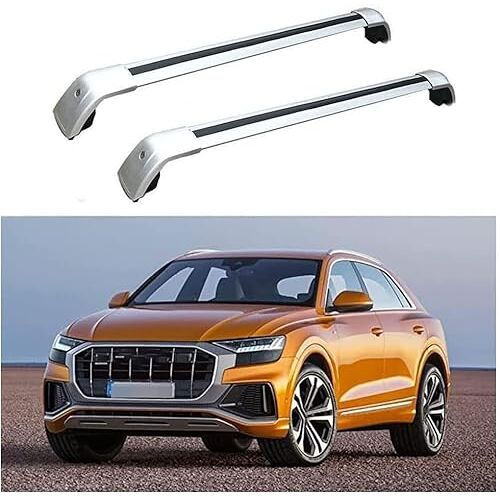 THOMIX 2 Stück Dakdragerdwarsdragers voor Audi Q8 (4MN) 2018 2019, Aluminium Dakdragerdwarsdrager, Bagagedrager, Autorelingdrager Dakdrager, Auto Accessoires,B Silver