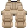 TELOX 5-Zits Volledige Set Stoelhoezen voor KIA Sorento/Sorento Hybrid/Hybrid Rech/Sorento HEV/Sorento PHEV, Autostoelhoes Compatibel met Zijairbags Ademend Leer,E/Beige