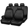 DmqQy Autostoelhoes leer voor Taycan Panamera 911Seat kussen voor- en achterbank beschermhoezen, A/9 stks Set Zwart