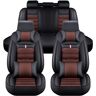 HGTHHK Autostoelhoezen volledige set, voor Hyundai IONIQ 6 LongRange KWH BEV lederen zitkussens voor en achter, set waterdichte ademende accessoires, 5 zitplaatsen,Luxurious_Set-C-Black-Brown