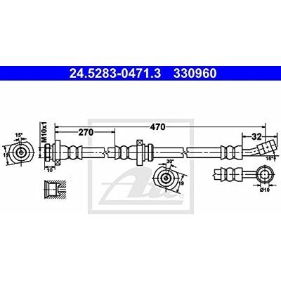Remslang Nissan - M10x1, 470mm, zonder schroef Remslang Nissan - M10x1, 470mm, zonder schroef