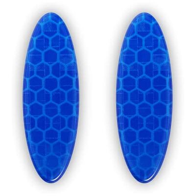 Blauwe ovale reflecterende stickers - 25x95mm, 2 stuks Blauwe ovale reflecterende stickers - 25x95mm, 2 stuks