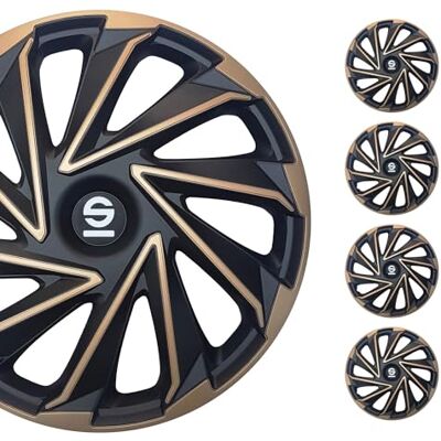 Sparco Wieldoppen Varese 14-inch Goud/Zwart Set van 4 stuks Sparco Wieldoppen Varese 14-inch Goud/Zwart Set van 4 stuks