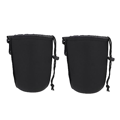 OSALADI 2 Stuks tas voor cameralens tasje voor cameralens lenshouder van neopreen accessoires voor cameralenzen lenstas met trekkoord flexibel camera lens beschermende hoes lens zak