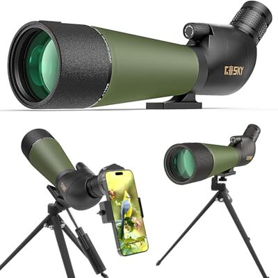 Gosky Bijgewerkt 20-60x80 spotting scope met statief en draagtas en smartphone-adapter BAK4 schuine telescoop waterdichte scope voor schieten, jacht, vogelobservatie, natuurlandschap Gosky Bijgewerkt 20-60x80 spotting scope met statief en draagtas en smartphone-adapter BAK4 schuine telescoop waterdichte scope voor schieten, jacht, vogelobservatie, natuurlandschap