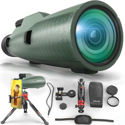 hd360pro Monoculaire telescoop 12 x 50 outdoor telescoop met smartphone-adapter voor sterrenkijken, vogels kijken, jagen, stofdicht, waterdichte HD monoculaire voor volwassenen met telefoonhouder en metalen hd360pro Monoculaire telescoop 12 x 50 outdoor telescoop met smartphone-adapter voor sterrenkijken, vogels kijken, jagen, stofdicht, waterdichte HD monoculaire voor volwassenen met telefoonhouder en metalen