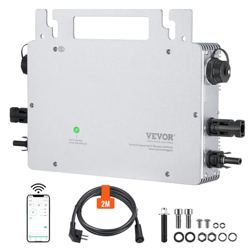 VEVOR Micro omvormer voor aansluiting 600 W Micro Solar omvormer IP67 waterdicht inverter voor aansluiting op zonnenet DC18-50V antenne wifi app, voor zonnepaneelsystemen