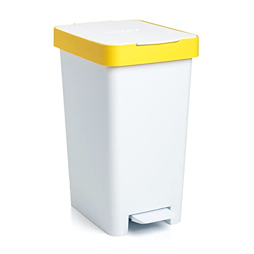Tatay Afvalemmer voor recycling, wit en geel, middelgroot.