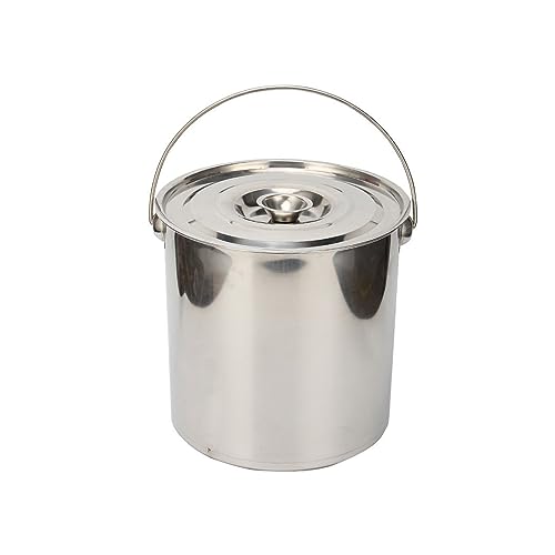 JosuE 6L/12L/20L RVS emmer, voedselemmer, keukenemmer, voederemmer, melkemmer, tuinemmer, bouwemmer met draaggreep + deksel for horeca (Color : Silver, Size : 20L)