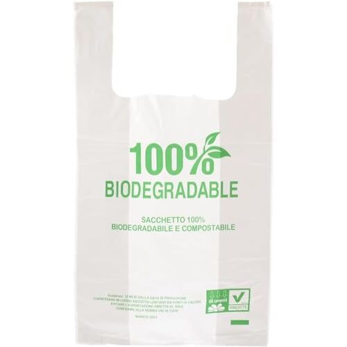 spar-home ® Biologische afvalzakken, 25 liter, ideaal voor biologische afvalemmer, compostemmer, keuken, composteerbare vuilniszakken, biologische afvalzakken met handvat, biologische afvalzakken voor