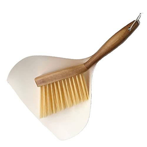 HUJVHV Bezems 1pc Nieuwe Bamboe Handvat Mini Bezems Schop Set Huishoudelijke Reinigingsborstel Small Broom Dust Shovel (Color : Wood color)