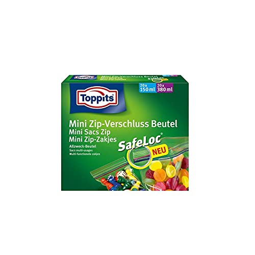 Toppits Ziploc Mini Zip Sluitzakken Assortimentsbox (20 x 150 ml, 20 x 380 ml) 40 stuks