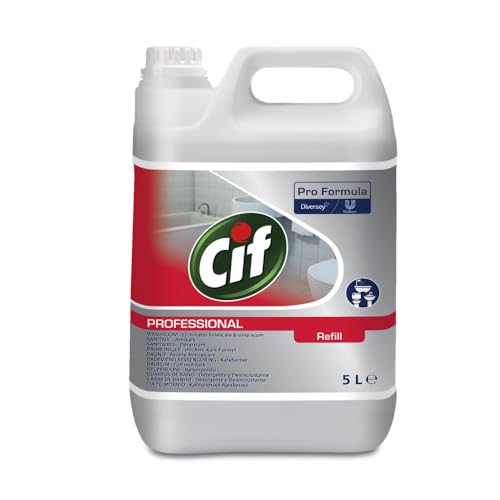 Cif Professionele badkamerreiniger 2-in-1 reiniger en ontkalker, ook voor verchroomde oppervlakken, kunststoffen met keramiek, 2 x 5 l