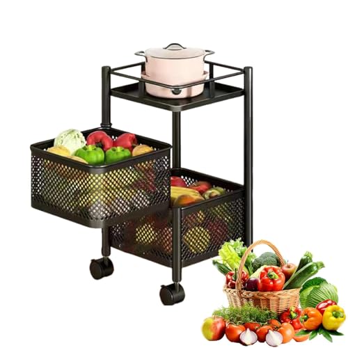 Novent Staande keukenmand, keukenrek voor groenten en fruit, groenteopbergmand met meerdere lagen, fruitsnackorganizer met grote inhoud voor chilipepers, kool, bloemkool