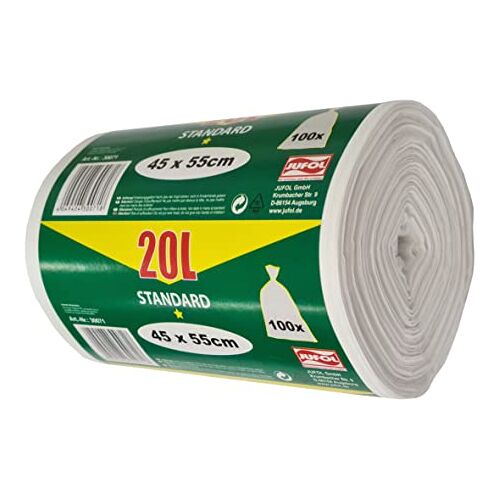 JUFOL Afvalzakken 20L 100 zakken op rol 450 x 550 mm 1 stuk, 30071, 30071