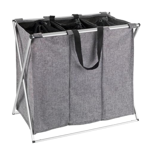 WENKO Wasmand Trio grijs gespikkeld, 130 l