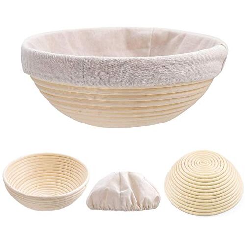 Sumshy Ronde rijsmandje, 20 x 8 cm, Ø 20 cm, brooddeegmand, vorm rijsmanden, mand van natuurlijk riet voor zelfgemaakt brood voor professionele en huiselijke bakkers, broodbakken