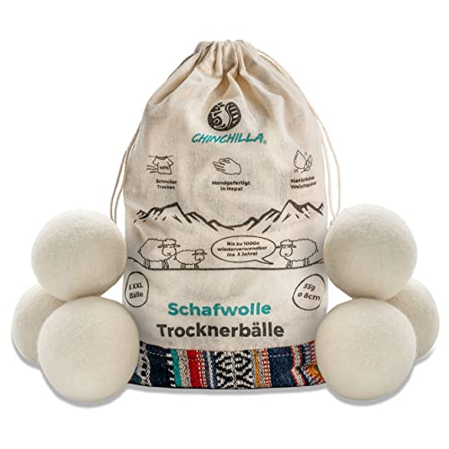 Chinchilla ® Droogballen gemaakt van schapenwol  duurzame droogballen voor pluizig & zacht wasgoed   plastic-vrij & duurzaam