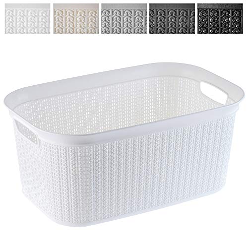 KADAX Wasmand Multifunctionele Mand 27L Plastic Wasmand Opbergmand Wasmand voor Badkamer Vuile Kleren Accessoires Speelgoed Wasserij Box (Wit)